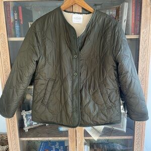 Velvet by Graham & Spencer Olive Green Quilted Button Jacket